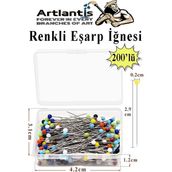 Artlantis Eşarp Iğnesi Renkli 200 Lü 1 Paket Türban Iğnesi Başörtüsü Toplu Iğne Şal Düğün Nikah Nişan Kına Sünnet Takı Iğnesi - Standart - 29mm