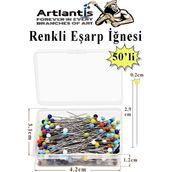 Artlantis Eşarp Iğnesi Renkli 50 Li 1 Paket Türban Iğnesi Başörtüsü Toplu Iğne Şal Düğün Nikah Nişan Kına Sünnet Takı Iğnesi - Standart - 29mm