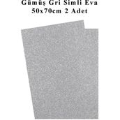 Artlantis Gümüş Gri Silver Simli Eva 50X70 cm 2 Adet Simli Eva Süngeri Okul Kreş Anasınıfı Elişi Etkinlikleri - Gümüş - Gri - Standart - 50x70cm