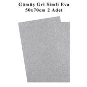 Artlantis Gümüş Gri Silver Simli Eva 50x70 cm 2 Adet Simli Eva Süngeri Okul Kreş Anasınıfı Elişi Etkinlikleri