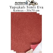 Artlantis Kırmızı Yapışkanlı Simli Eva 50X70 cm 3 Adet Simli Yapışkanlı Eva Süngeri Okul Kreş Anasınıfı Elişi Etkinlikleri Hobi - Standart