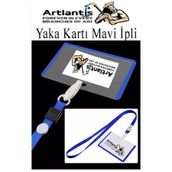 Artlantis Mavi İpli Yaka Kartı 1 Adet Ayarlanabilir Boyuna Asma Kimlik Koruyuculu PVC Mavi Yaka Kartlığı Seyeh
