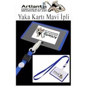 Artlantis Mavi İpli Yaka Kartı 10 Adet Ayarlanabilir Boyuna Asma Kimlik Koruyuculu PVC Mavi Yaka Kartlığı Seyehat Ofis Okul Büro