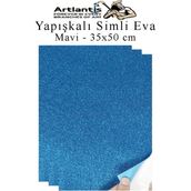 Artlantis Mavi Yapışkanlı Simli Eva 35X50 cm 3 Adet Simli Yapışkanlı Eva Süngeri Okul Kreş Anasınıfı Elişi Etkinlikleri Hobi - Standart