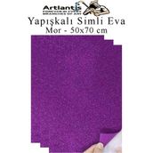 Artlantis Mor Yapışkanlı Simli Eva 50X70 cm 3 Adet Simli Yapışkanlı Eva Süngeri Okul Kreş Anasınıfı Elişi Etkinlikleri Hobi - Standart