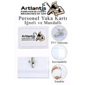 Artlantis Personel Şeffaf Yaka Kartı İğneli ve Mandallı 1 Adet Pvc Yaka Kartlığı Kimlik Korumalı Büro Ofis Oku