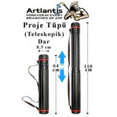 Artlantis Proje Tüpü Siyah Dar 1 Adet Teleskopik Bozuka Proje Tüpü İki Kademeli Teknik Çizim Çantası