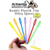 Artlantis Renkli Plastik Yün Iğnesi 9 cm 30 Adet Plastik Dikiş Iğnesi Plastik Örgü Dikme Iplik Iğne Dokuma Iğnesi - Standart