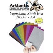 Artlantis Simli Yapışkanlı Eva A4 20X30 cm 10 Renk 1 Paket Simli Yapışkanlı Eva Süngeri 10'lu Okul Kreş Anasınıfı Elişi Etkinlikleri - Renkli - Standart - 20x30cm