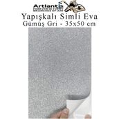 Artlantis Yapışkanlı Simli Eva 35x50 cm 1 Adet Simli Yapışkanlı Eva Süngeri Okul Kreş Anasınıfı Elişi Etkinlikleri Hobi Gümüş Gri