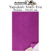 Artlantis Yapışkanlı Simli Eva 35x50 cm 1 Adet Simli Yapışkanlı Eva Süngeri Okul Kreş Anasınıfı Elişi Etkinlikleri Hobi Pembe