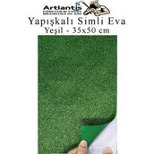 Artlantis Yapışkanlı Simli Eva 35x50 cm 1 Adet Simli Yapışkanlı Eva Süngeri Okul Kreş Anasınıfı Elişi Etkinlikleri Hobi Yeşil