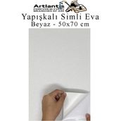 Artlantis Yapışkanlı Simli Eva 50X70 cm 1 Adet Simli Yapışkanlı Eva Süngeri Okul Kreş Anasınıfı Elişi Etkinlikleri Hobi - Beyaz