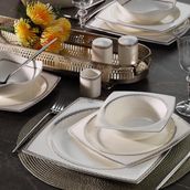 Aryıldız Bone Square Line Platin 12 Kişilik 60 Parça Yemek Takımı