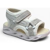 Arzen Bebe 222-26 Simli Işıklı Cırtlı Anatomik Kız Çocuk Sandalet 22-25 - Gümüş