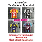 Arzuca Konsept Taraftar Araba Dikiz Aynası Süsü | İsime Özel ve Numara Yazılı Pleksi Ayna Süsü