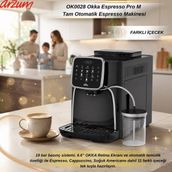 Arzum OK0028 Okka Espresso Pro M Tam Otomatik Espresso Makinesi, 11 Sıcak ve Soğuk Içecek, Krom - Siyah