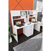 Ases Mobilya Ases Ela222 İki Kişilik Raflı 3 Çekmeceli Çalışma Ofis ve Bilgisayar Masası Beyaz Safir Meşe