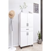Ases Mobilya ESL0219 Ayakkabılık - Mutfak - Banyo Dolabı 4 Kapaklı 1 Çekmeceli 6 Raflı Beyaz