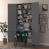 Asra Trend Lüks Dolaplı Çalışma Masası Kitaplıklı Raflı Bilgisayar Ofis Ders Çalışma Yemek Masası MD001 - Antrasit - 80 x 208 x 35