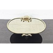 atabey home Bronz Ayna Büyük Kayik Sunumluk Döküm Gold Çerçeveli Ve Kare Ayakli 33 Cm