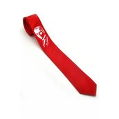 Atatürk Portre Ve İmza Baskılı Slim Fit Saten Kırmızı Kravat - Ak-08