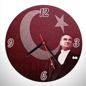 Atatürk ve Türk Bayrağı Temalı Duvar Saati