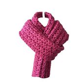 Atkı El Örgüsü Yünlü Kadın Fuşya Mora Knit