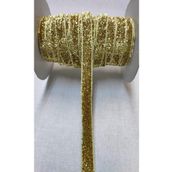 ATMACA TUHAFİYE 1 Cm Simli Kadife Kurdele 3 Metre - Simli Kadife Şerit - Altın Yılbaşı Süsü – Kurdele – Kurdele