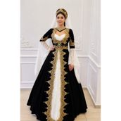 atölyekaftanbutik Siyah Gold kadife kaftan bindallı