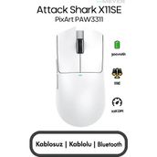Attack Shark X11SE Beyaz Şarjlı Optik Kablolu/Kablosuz Gaming Mouse