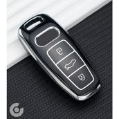 Audi A3 A4 A6 A7 A8 & B9 C8 4K D5 & S7 S8 & Q7 Q8 & E-Tron Tpu Anahtar Kılıfı (1 Adet) - Siyah - Gümüş