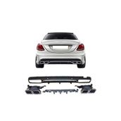 Auto GP Mercedes W205 C63 AMG 2014+ Arka Tampon Difüzörü ve Egzoz Ucu Seti