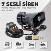 Auto Wise Her Araca Uyumlu 7 Sesli Megafonlu Konuşmalı Oto Siren - Siyah
