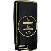 AutoHan Keys Lüx Chery Tiggo 7 Pro için Akıllı Anahtar Kılıfı, Premium Siyah-Gold, 3 Butonlu, Nano Kaplama