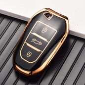Autohan Keys Peugeot 208, 308, 508, 2008, 3008, 5008 ve Rifter Modelleri Için Nano Anahtar Kılıfı - Siyah - Altın