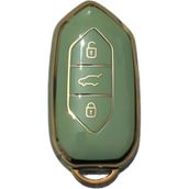 AutoHan Keys Togg T10x T10F Uyumlu Akıllı Anahtar Kılıfı, 3 Tuşlu, Nano Koruma, (Yeşil-Altın)