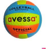 Avessa VLM-700 Makina Dikişli Soft Touch 280 gr Fosforlu Deri Voleybol Topu No:5 - No. 5 - Mavi - Sarı - Turuncu