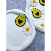 Avokado ve Çiçek 2'li Saçsız Bebek Tokası - Avokado-Çiçek