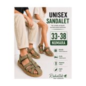 Ayakkabı Deryası Unisex Kız Erkek Çocuk Sandalet Haki Yeşil Cırtlı Önü Kapalı Yazlık 33-38