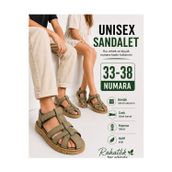 Ayakkabı Deryası Unisex Kız Erkek Çocuk Sandalet Haki Yeşil Cırtlı Önü Kapalı Yazlık 33-38