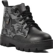 Ayakmod Arz 2301003-F Siyah Gri Kamuflaj Unisex Çocuk Bot