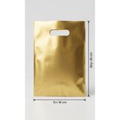 Aybaş Kağıtçılık Parlak Gold Lüks Metalik El Geçmeli Hediye Poşeti 18X26 cm (50 Adet) - Altın