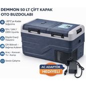 Aymar 50 Litre Çift Kapak Oto Buzdolabı 12V 24V 220V Adaptörlü Düşük Enerji Tüketimi ile Sessiz Çalışma