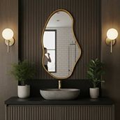 Aypars Atölye Organik Formlu Minimalist Ayna – İnce Çerçeveli Modern Tasarım – Altın, 5 Boyut – Duvara Monte Şık Aksesuar