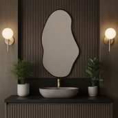 Aypars Atölye Organik Formlu Minimalist Ayna – İnce Çerçeveli Modern Tasarım – Siyah, 5 Boyut – Duvara Monte Şık Aksesuar