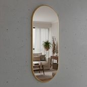 Aypars Atölye Oval Formlu Minimalist Dekoratif Ayna – İnce Çerçeveli Modern Tasarım – Altın, 5 Boyut – Duvar Tipi Estetik Aksesuar
