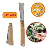 AyrStore Aşı Bıçağı Profesyonel Çelik Tepeli Uçlu Bağ Ağaç Budama Aşı Çakısı 170 mm Ahşap Saplı Bıçak Çakı