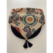 Ayşemce Amerikan servis takım (çuval baskılı etnik mandala desen runner & 4 lacivert renk supla)