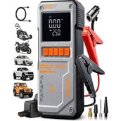 Azurtech 10000MAH Dijital Ekranlı Araba Akü Takviye'li Kompresör Araç Lastik Şişirme Hava Pompası - 150PSI 1000A - gri